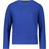 Betty Barclay - Gebreide Trui - Blauw - Boxy Pasvorm - Knoopsluiting