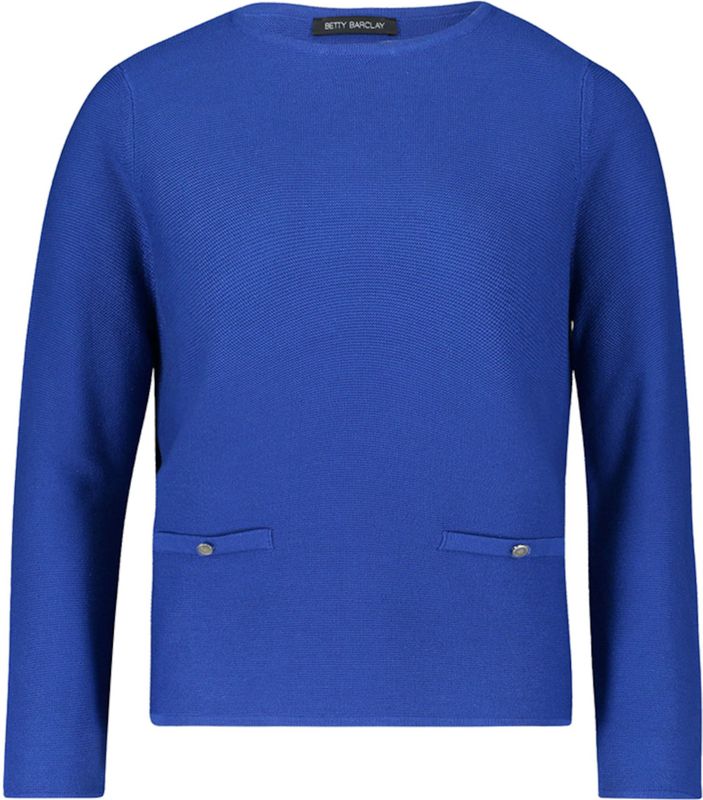 Betty Barclay - Gebreide Trui - Blauw - Boxy Pasvorm - Knoopsluiting