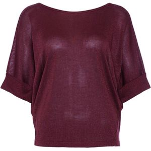Karma Koma Dames trui bordeaux (Maat: Onesize) - Glitter - Halslijn: Boothals,