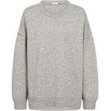 Co'Couture - Maja CC Slit O-Neck Knit - Gebreide Trui - Grijs