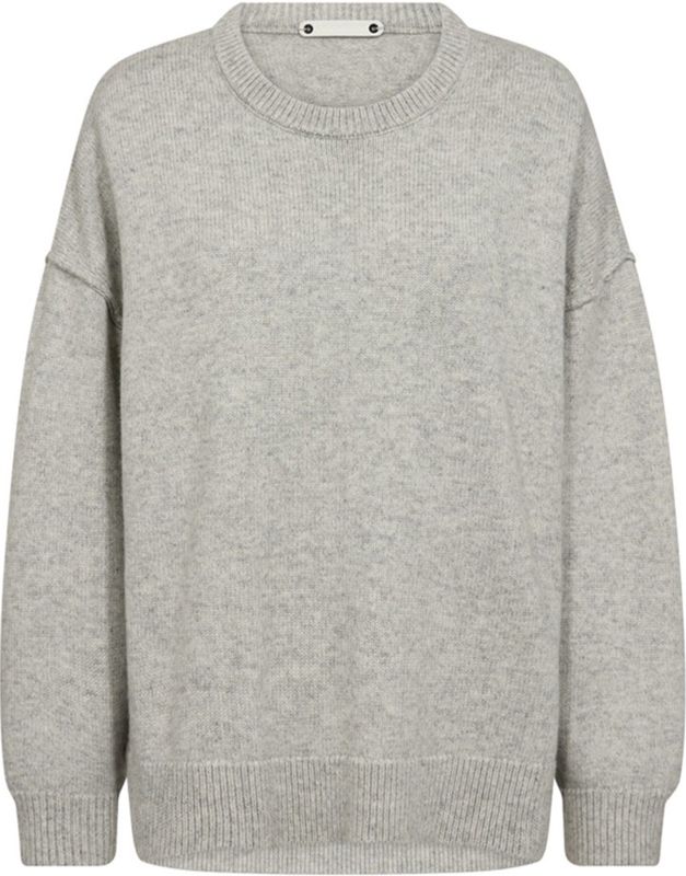 Co'Couture - Maja CC Slit O-Neck Knit - Gebreide Trui - Grijs