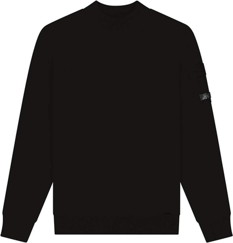 Malelions Heren trui zwart (Maat: XS) - Effen - Halslijn: Opstaande kraag,