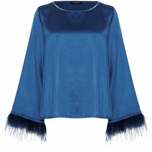 Ana Alcazar Blouse blauw (Maat: 36) - Effen - Halslijn: Ronde hals,