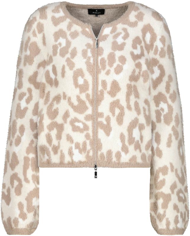 monari - Gebreid Vest - Beige - Dierenprint