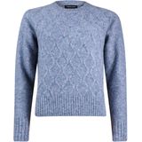 Roberto Sarto - Pullover - Blauw - Mélange Kabelpatroon - Ronde Halslijn