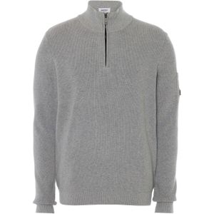 Quotrell Heren trui grijs (Maat: L) - Effen - Halslijn: Opstaande kraag met rits,