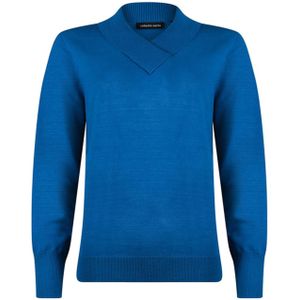 Roberto Sarto - Pullover - Blauw - Effen - Halslijn: Opstaande Kraag