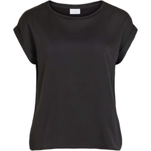 Vila T-shirt zwart (Maat: 40) - Effen - Halslijn: Ronde hals,