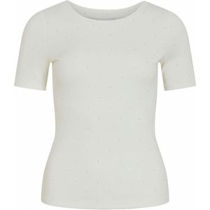 Vila Dames t-shirt ecru (Maat: M) - Halslijn: Ronde hals,
