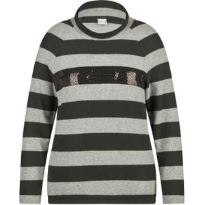 Rabe Dames coltrui grijs (Maat: 38) - Streep - Halslijn: Opstaande kraag,