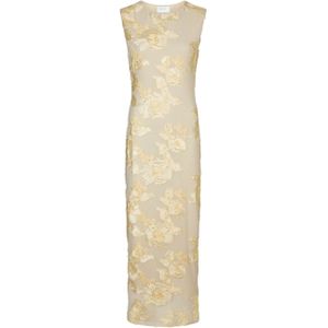 Neo Noir - Tiranna Big Flower Mesh Dress - Jurk - Geel