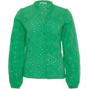 HV Society Blouse groen (Maat: 44) - Broderie - Halslijn: V-hals,