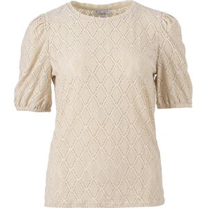 Enjoy - Top - Beige - Halve Pofmouw Crochet