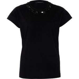 LUISA CERANO Dames t-shirt zwart (Maat: 36) - Effen - Halslijn: Ronde hals,
