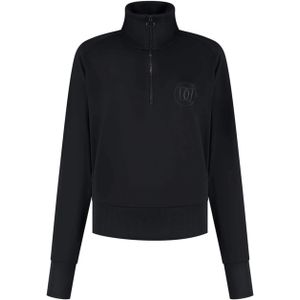 Deblon Sports Dames trui zwart (Maat: XL) - Effen - Halslijn: Opstaande kraag,