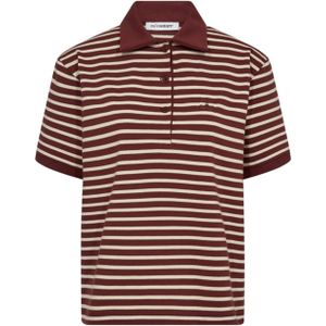 co'couture - Shirt - Wijnrood/Wit - Hayes - Polokraag - Gestreept