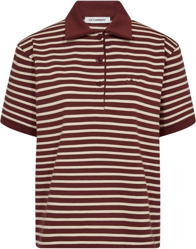co'couture - Shirt - Wijnrood/Wit - Hayes - Polokraag - Gestreept