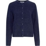 Moss Copenhagen Dames vest blauw (Maat: XS-S) - Effen - Halslijn: Ronde hals,