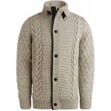 Zip Jacket - Lichtgrijs - Grofgebreid Vest - Rits- en Knoopsluiting