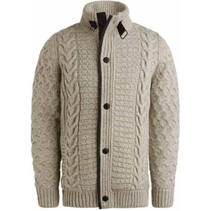 Zip Jacket - Lichtgrijs - Grofgebreid Vest - Rits- en Knoopsluiting