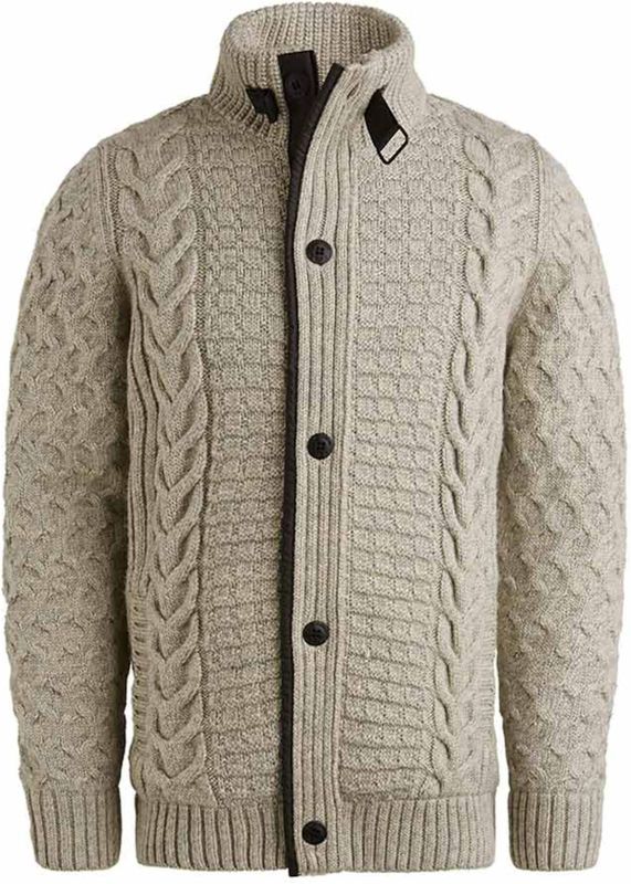 Zip Jacket - Lichtgrijs - Grofgebreid Vest - Rits- en Knoopsluiting