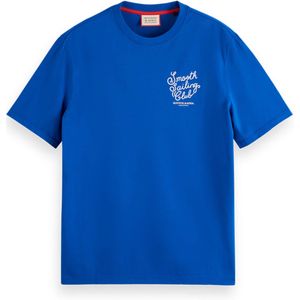 Scotch & Soda T-shirt blauw (Maat: L) - Effen - Halslijn: Ronde hals,