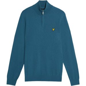 Lyle & Scott Heren trui met rits blauw (Maat: L) - Halslijn: Opstaande kraag met rits,