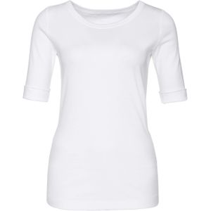 Marc Cain Essentials T-shirt wit (Maat: 44) - Effen - Halslijn: Ronde hals,
