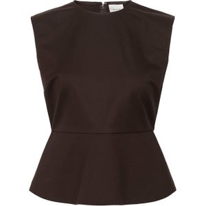 Gestuz - GZpaula - Peplum Top - Bruin - Effen - Ronde Halslijn