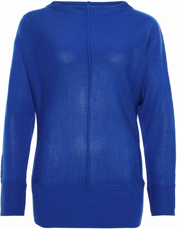 Frank Walder - WX53Strick - Dames Trui - Blauw - Effen - Ronde Halslijn