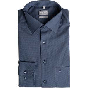 Olymp - Wijde Fit - Katoenen Overhemd - Donkerblauw