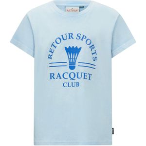 Retour T-shirt blauw (Maat: 158-164) - Tekst - Halslijn: Ronde hals,
