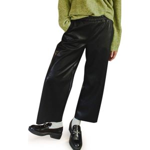 Freequent - FQVeggy - Imitatieleer Broek - Zwart - Wijde Pijpen