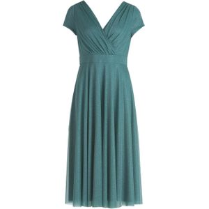 Cocktailjurk - Effen - Glitterend - Gladde Stof - 3/4 Lengte