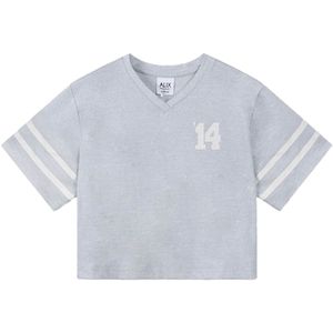 Alix mini Meisjes t-shirt zilver (Maat: 98) - Halslijn: Ronde hals,
