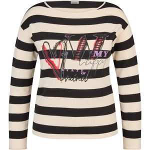 Rabe - TekstStreep - Pullover - Ecru - Ronde Hals