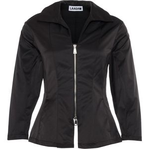 Laagam Blouse zwart (Maat: M) - Effen - Halslijn: Polokraag,