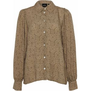 Poools Dames blouse groen (Maat: 36) - Halslijn: Polokraag,