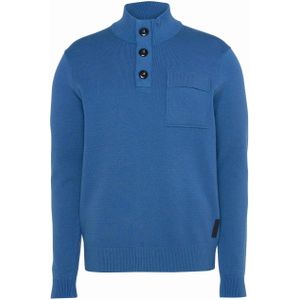 Blue industry Trui met rits blauw (Maat: XL) - Effen - Halslijn: Opstaande kraag met rits,