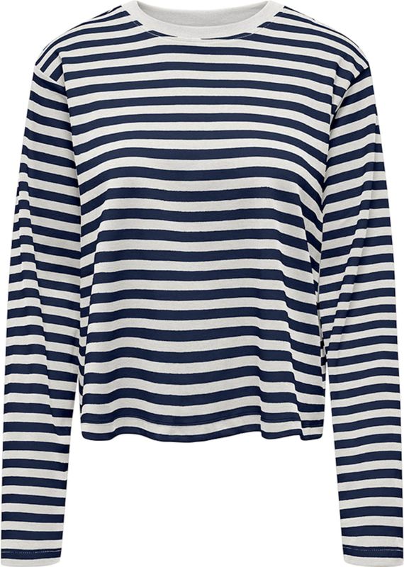 Only Dames longsleeve ecru (Maat: XL) - Streep - Halslijn: Ronde hals,