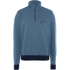 Baileys Heren trui met rits blauw (Maat: L) - Mélange - Halslijn: Opstaande kraag met rits,
