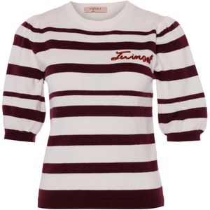 Twinset Trui bordeaux (Maat: M) - Streep - Halslijn: Ronde hals,