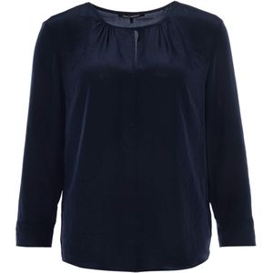 LUISA CERANO Blouse blauw (Maat: 46) - Effen - Halslijn: Ronde hals,