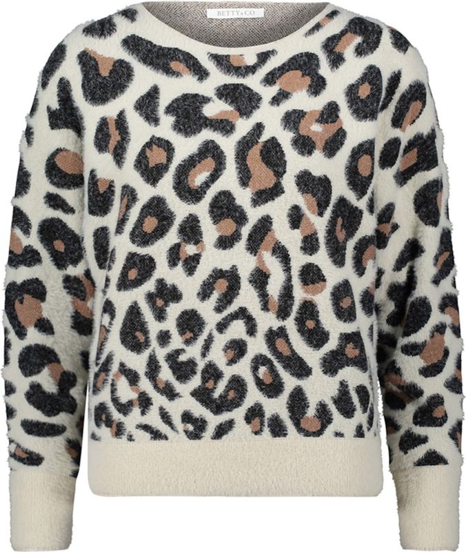 Betty & Co - Trui - Wit - Vleermuismouwen - Dierenprint