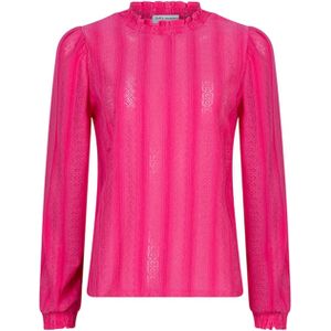 Lofty Manner T-shirt roze (Maat: XS) - Effen - Halslijn: Opstaande kraag,