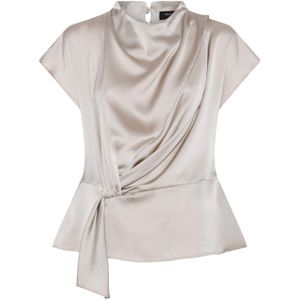 Bruuns Bazaar Blouse beige (Maat: 40) - Effen - Halslijn: Ronde hals,