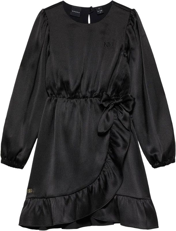 NIK & NIK Meisjes jurk zwart (Maat: 128) - Effen