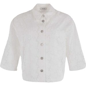 Anna Blouse ecru (Maat: L) - Broderie - Halslijn: Kraag,