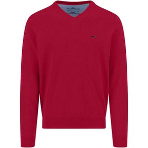 Fynch-Hatton Heren trui rood (Maat: S) - Effen - Halslijn: V-hals,
