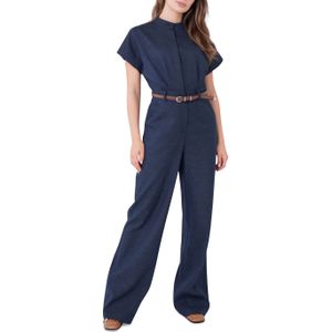 Est'Seven Jumpsuit blauw (Maat: M) - Effen - Halslijn: Ronde hals,